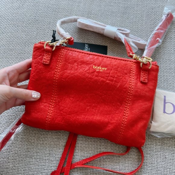 BOTKIER Salmon Leather Zip Crossbody LOGAN Organizer Wristlet Bag - Brand New - Picture 3 of 8